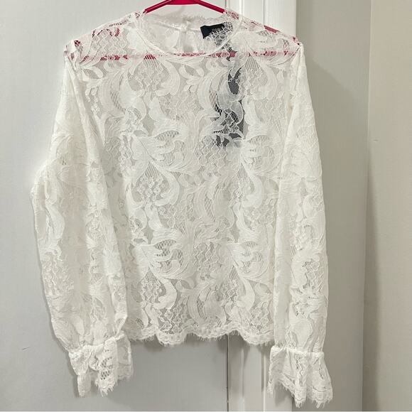 Rain White Lace Blouse Size Large - Picture 2 of 5